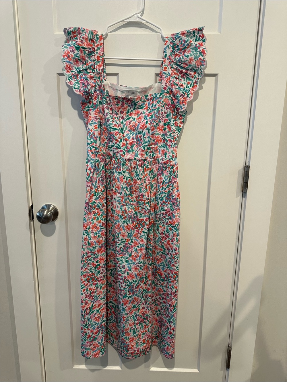 J. Crew Women’s Floral Ruffle Sleeve Sundress - Pink & Green